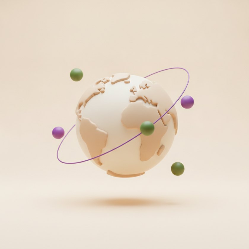 Ilustración de un globo terráqueo con señales orbitando